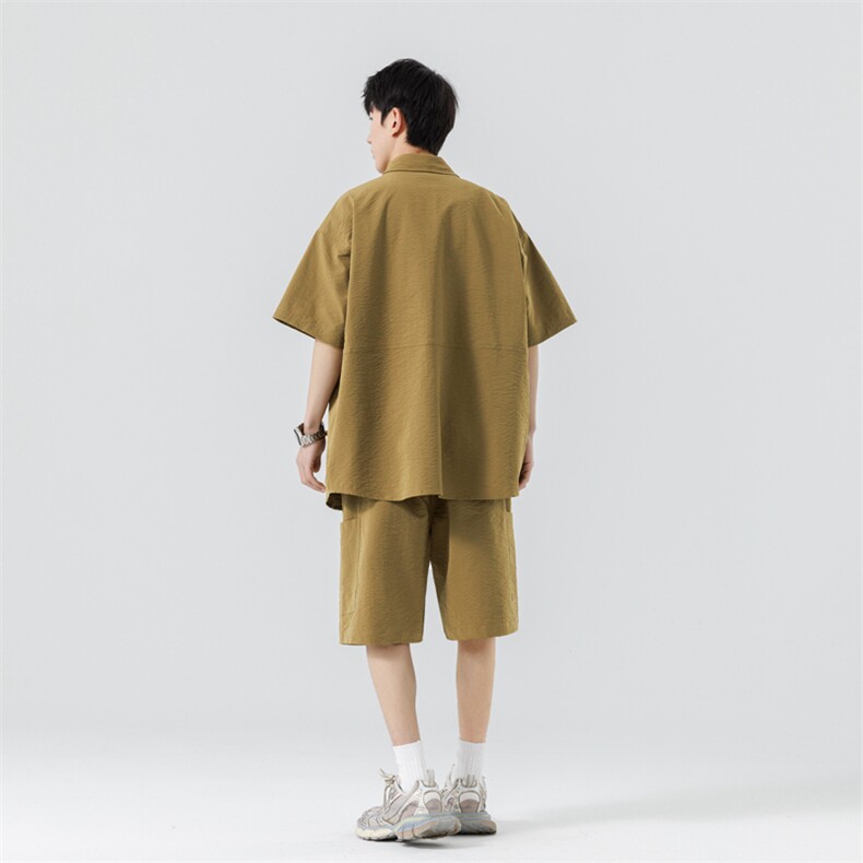 短袖衬衫男新款夏季薄款透气搭配一套短裤宽松翻领衬衣TZ066-P100,男装牛仔裤,星座308B-2