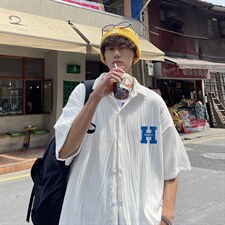 1港风情侣贴布绣衬衫大码M-5XL网红潮短袖衬衫DSC7767特P35控58，男装T恤，星座226-2