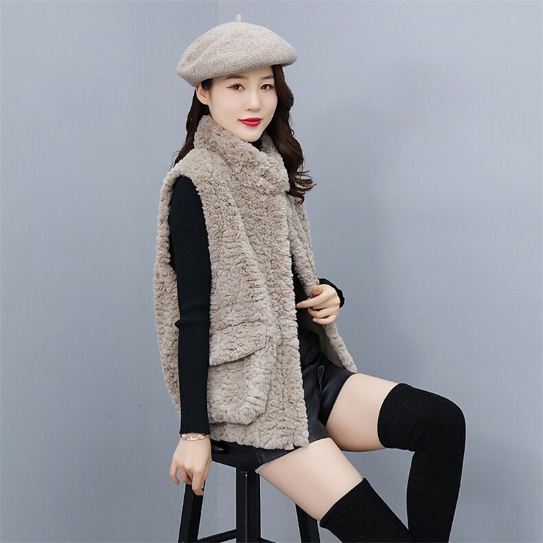 时尚保暖羊绒马甲女冬季新款韩版修身显瘦百搭外套背心,女装马甲,天丽