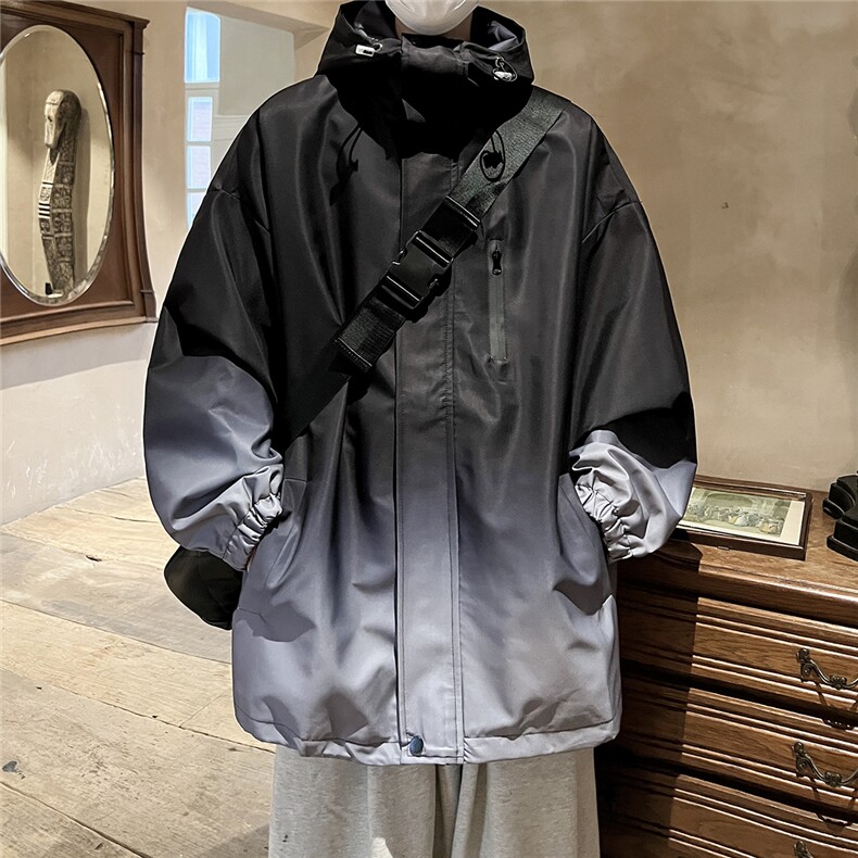 港风山系防水冲锋衣渐变色夹克男：聚酯纤维JK77088P85控128，男装夹克，星座227-7