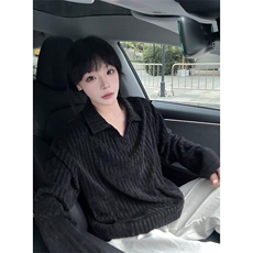 网图鱼骨纹V领polo卫衣秋季新款美式重磅松弛感条纹T恤D475特P28，男装T恤，电商A335-1（原A458）