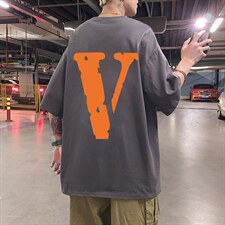 21夏季新款宽松大码港风oversize橙色V运动短袖纯棉T恤T1912-P28，男装T恤，星座508（原C305）