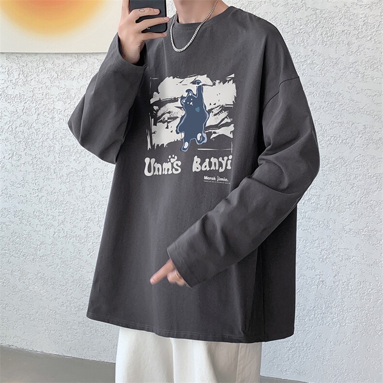 HQT1286-TP25控价38青少年T恤男秋季2022宽松圆领长袖印花T恤男,男装T恤,电商A102-1