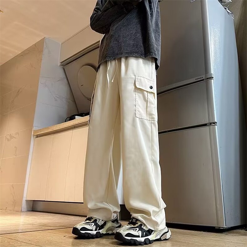西裤料工装裤男款秋季宽松直筒长裤子潮牌多口袋休闲裤951P45,男装休闲裤,星座410-2