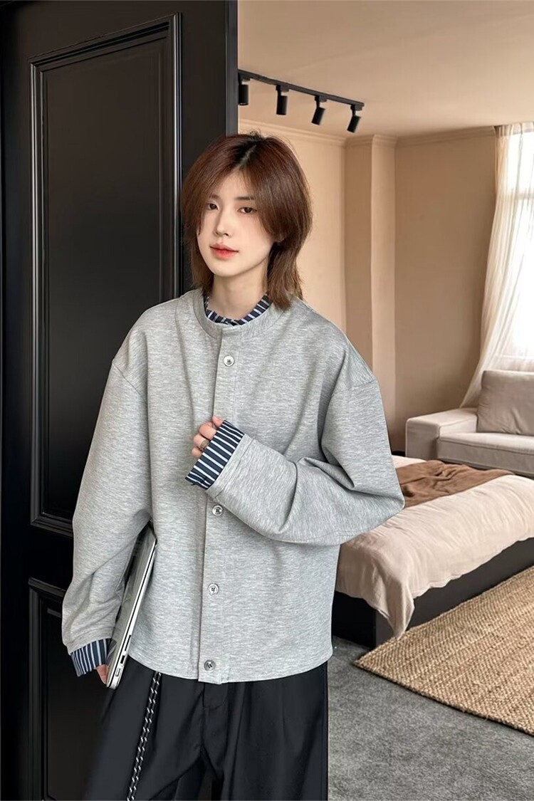慵懒ins气质日系新款时尚潮流百搭高品质假两件开衫卫衣原宿文艺,男装卫衣,星座218-8