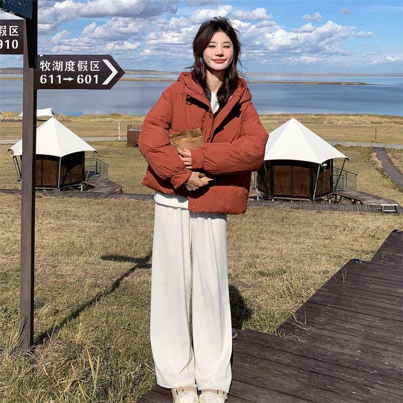 有货主推落日橘格子保暖加厚羽绒棉服2B218-D12-P165，控248,女装棉衣/棉服,2B218