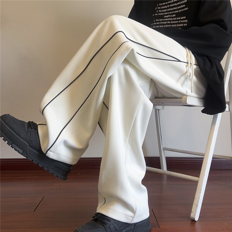 休闲裤男酷炫发光条运动宽松情侣直筒裤K8458-P34【特价】,男装休闲裤,电商A007