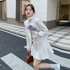 小香风短裙套装女春2025秋季新款超火韩系穿搭时尚气质西装百褶裙，女装套装/套裙，霓裳依族