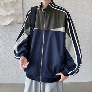 男士立领夹克日系拼色复古休闲百搭运动外套潮牌JK1557-P85图片