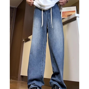 有货（自家图）冰丝牛仔裤男夏季薄款美式垂感水洗休闲裤 P55控78图片