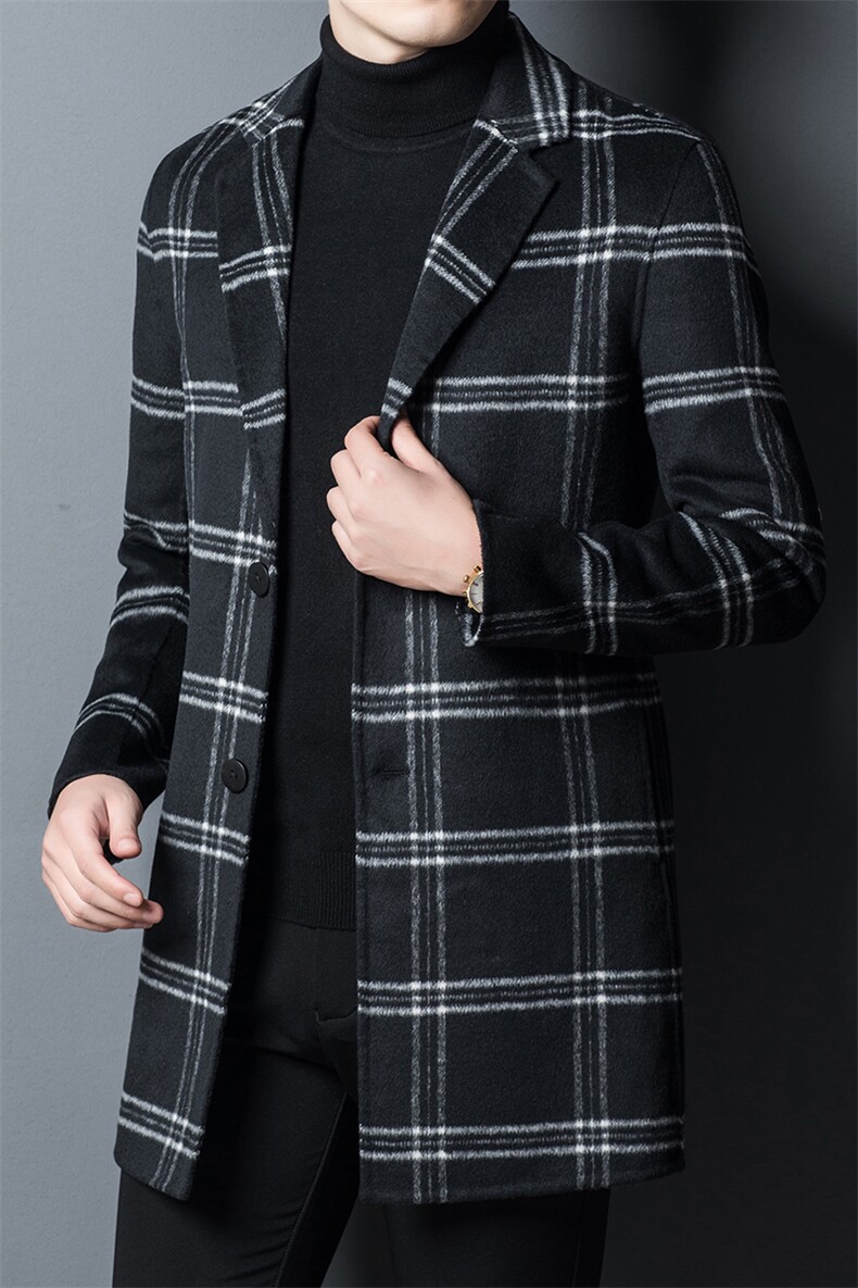 2023秋冬季新款中年男毛呢大衣中长款休闲风衣外套ASD9077-P390，男装毛呢大衣，电商B212（原钱塘6029）