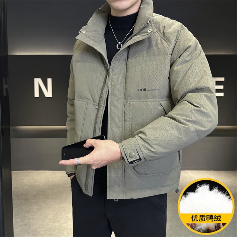 2025冬季新款男士立领时尚潮流保暖白鸭绒羽绒服,男装羽绒服,电商A225