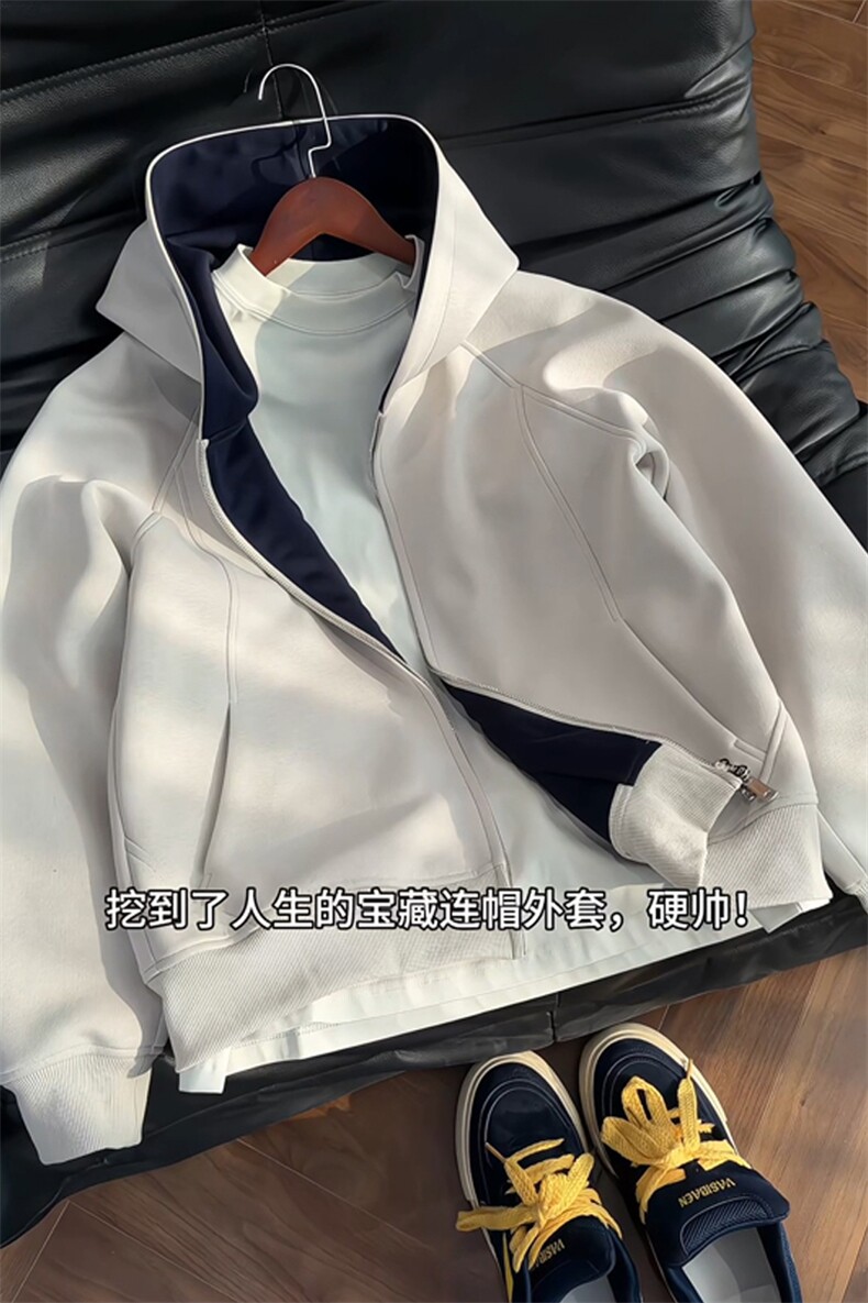 2026春季新款港风切片大码华棉400g连帽卫衣M-5XHW26033-特P50,男装卫衣,电商A022