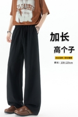 休闲裤女肌理长裤慵懒松弛感2025新款夏季松紧腰阔腿裤简约风，男装休闲裤，电商B312
