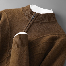 2025年秋季新款百搭男士半高拉链提花长袖羊毛衫，男装羊毛衫，牧绒家园高端店