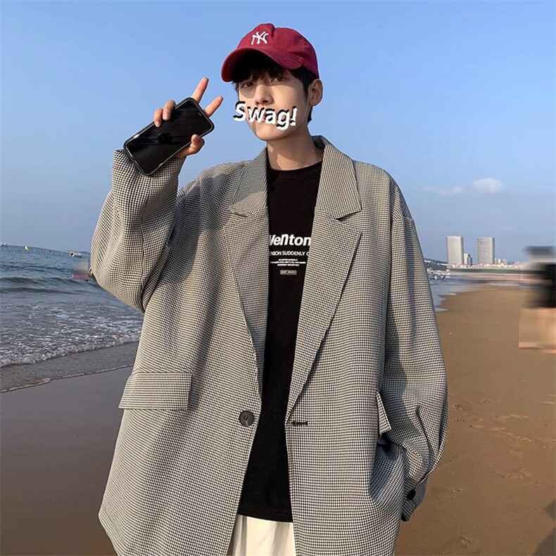 春秋季韩版潮流休闲西装外套男上衣ins宽松复古西服 W3617-P52图片