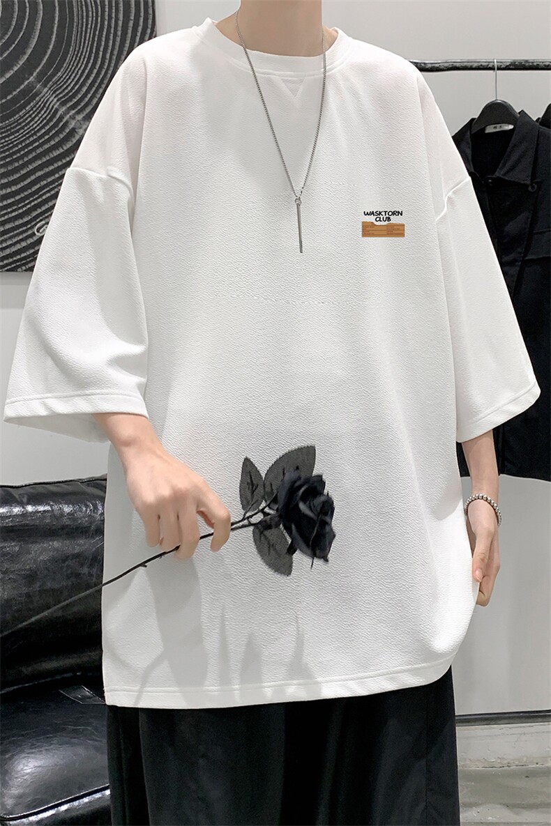 冰丝七分袖t恤男大码五分袖男短袖男中袖Q11350-P30,男装T恤,电商A040