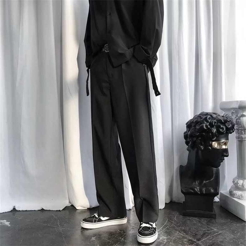 西装裤男宽松垂坠感港风直筒阔腿班服休闲长裤子男dk制服X260-P38,男装西裤,星座1008