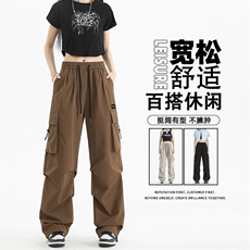 美式高街工装裤子新款潮牌宽松伞兵直筒休闲裤K211-特批-38，男装休闲裤，星座718-1