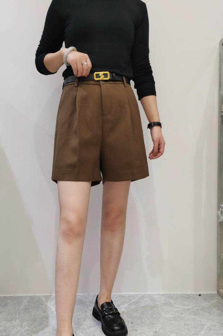 西装料短裤配上皮带显气质的一款秋季必入款M一XXL，女装西装，简 影