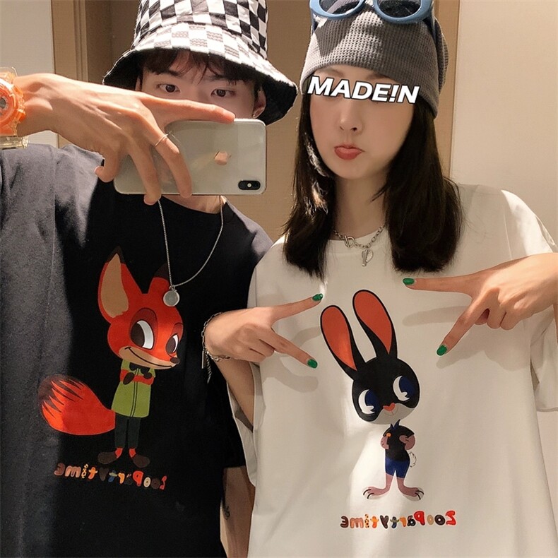 纯棉夏季潮学生不一样情侣装男女短袖T恤上衣W33-P30官图,男装T恤,电商B245