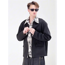 A159-P72假两件夹克外套男春秋款翻领防风防水男士潮，男装T恤，电商B323A