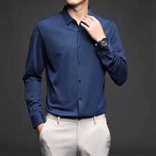 长袖衬衫男中年商务休闲时尚春秋季薄款男士衬衣男2023新款上衣，男装衬衫，电商B212（原钱塘6029）