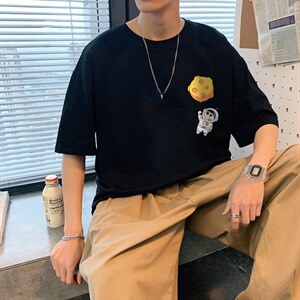 ！春夏新款纯棉宽松短袖T恤男士情侣体恤衫男DX01-P20