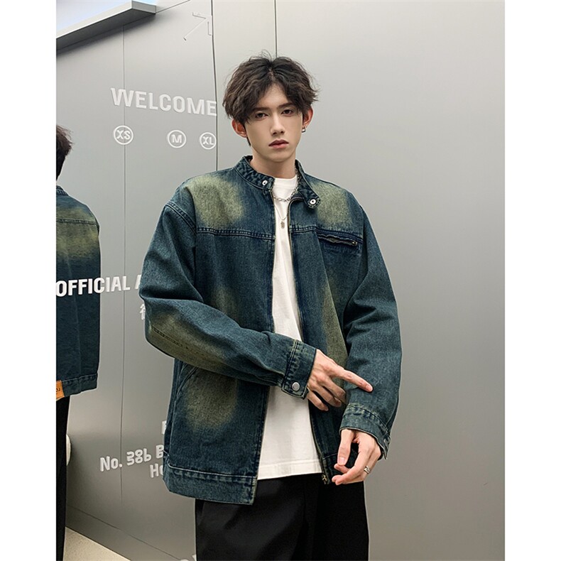 复古蓝牛仔外套男士韩版潮流高街帅气2024秋冬ins外套W5883-P78,男装工装外套,星座412-3
