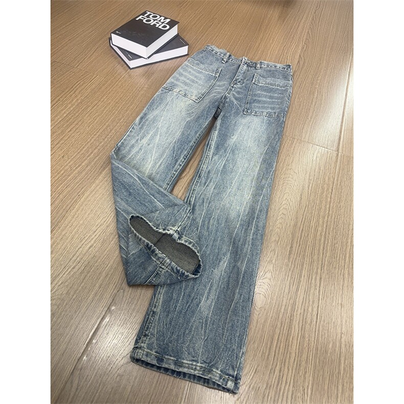 B221 美式ins高街暗黑小众重工艺直筒牛仔裤 LK24348-特P48控89.9图片