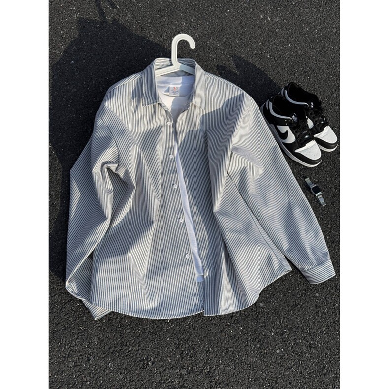 美式ins高街暗黑宽松条纹长袖衬衫SY2540-S-3XL-特P35，男装衬衫，星座417-1（原电商B245）