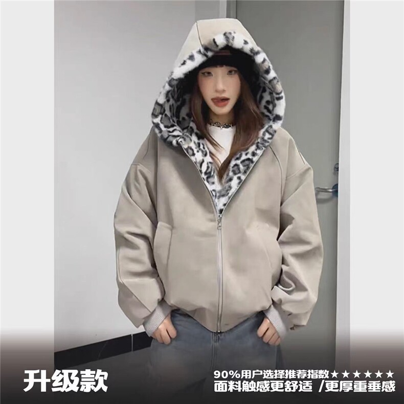 (网图)双面穿豹纹连帽座山雕PU皮棉衣潮流情侣外套313B-PM06-P100,男装棉衣,星座313B
