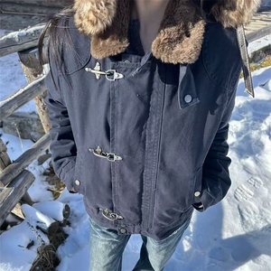 座山雕解构拼接飞机扣男女复古做旧短款外套 XZ514-2-LXK01-P128图片