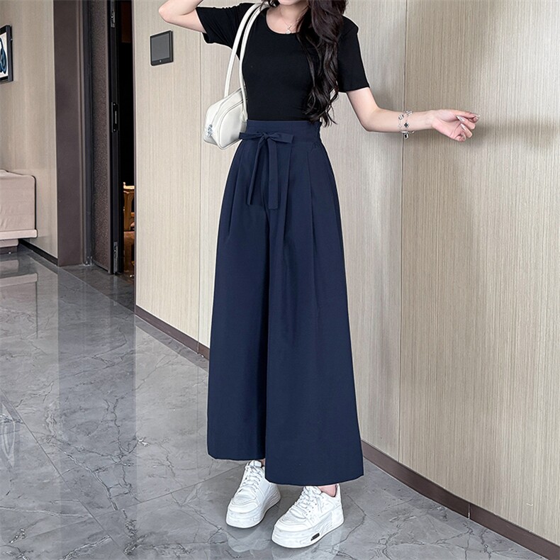 法式复古优雅高级感直筒裤女2025夏季新款小个子宽松显瘦阔腿裙裤,女装休闲裤,水衣源