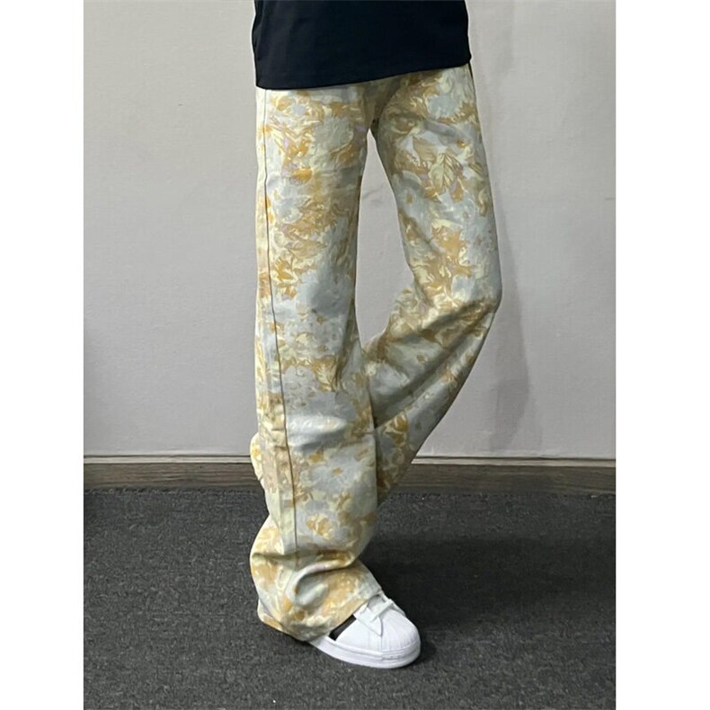 NZT41LL-特P43cleanfit美式复古提花牛仔裤男高街直筒裤,男装牛仔裤,星座1007（原301D）
