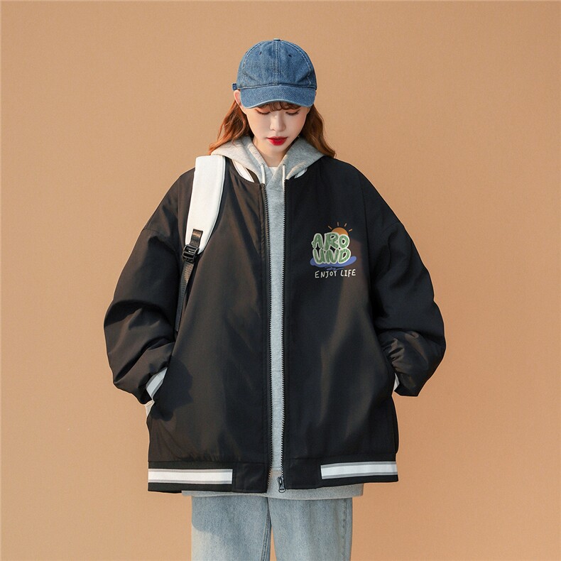 中性风22秋冬新品趣味印花百搭情侣棉衣夹克外套MY95P75控98,男装夹克,A247A