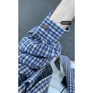 网图】B221 美式ins高街暗黑宽松格子长袖衬衫SY2546-特P30控59图片