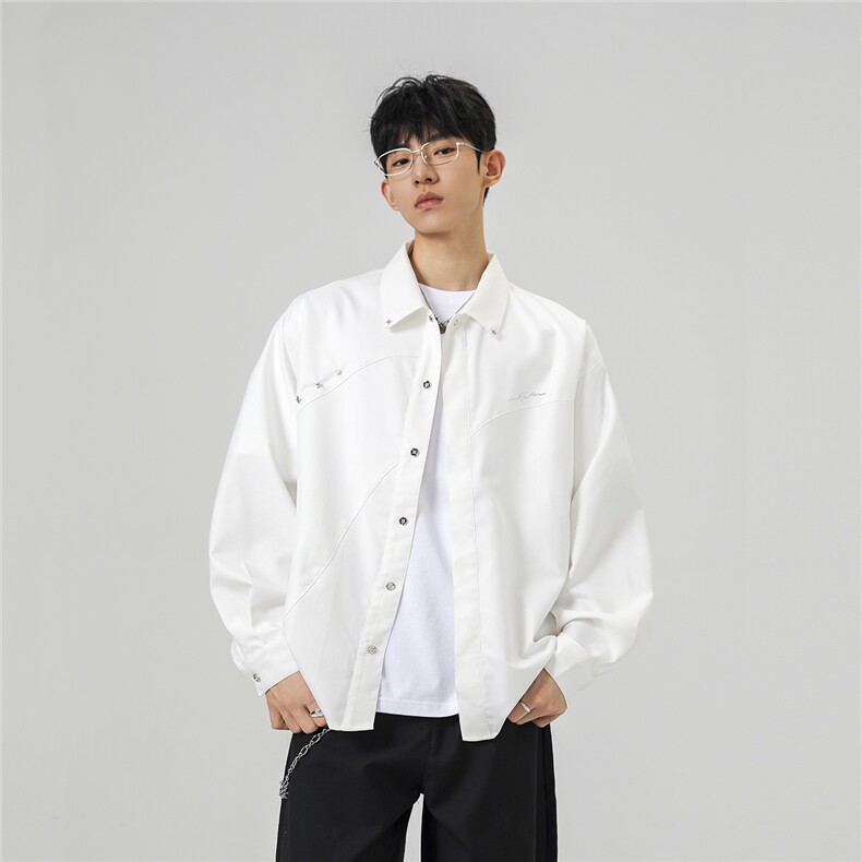 无影墙金属星星点缀立体裁剪大码M-5XL长袖衬衫男CS78078P49控88，男装衬衫，星座227-7