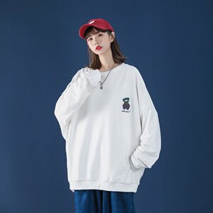女士类目 百搭宽松慵懒风长袖加厚休闲印花卫衣上衣9710/图片