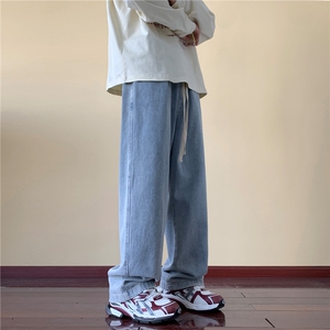 美式高街牛仔裤男秋季宽松直筒阔腿裤A166-JW110-特P32白色37控65图片