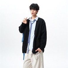 8XL-M大码V领开衫毛衣外套男日系复古宽松慵懒风针织衫KS002p55，男装针织衫/毛衣，电商B312