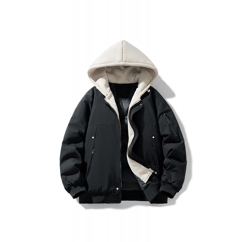 !潮流冬季连帽拉链加绒加厚棉衣情侣撞色棉服外套 MY5567-P78图片