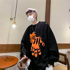 【有货】MZ750ZZ-特53趣味卡通提花毛衣男宽松慵懒风破洞针织衫，男装针织衫/毛衣，星座1007（原301D）
