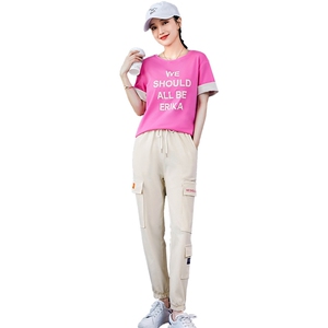 夏季新款网红女神时尚春秋阔腿裤两件套休闲潮运动套装女图片
