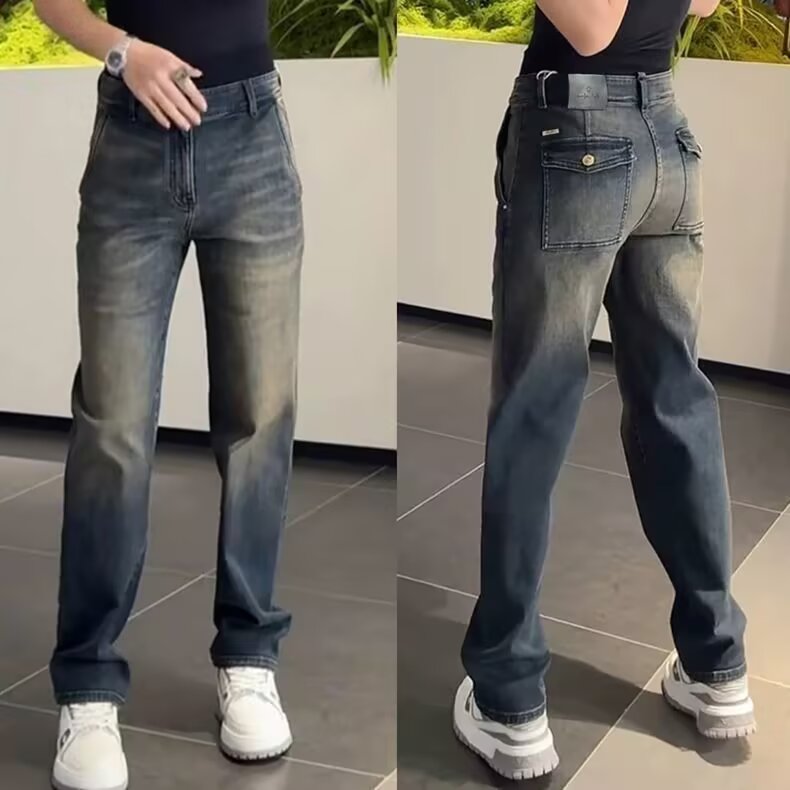 1506/QH850/P52夏季新款男士牛仔裤直筒刺绣高端休闲弹力百搭男裤,男装牛仔裤,星座1506