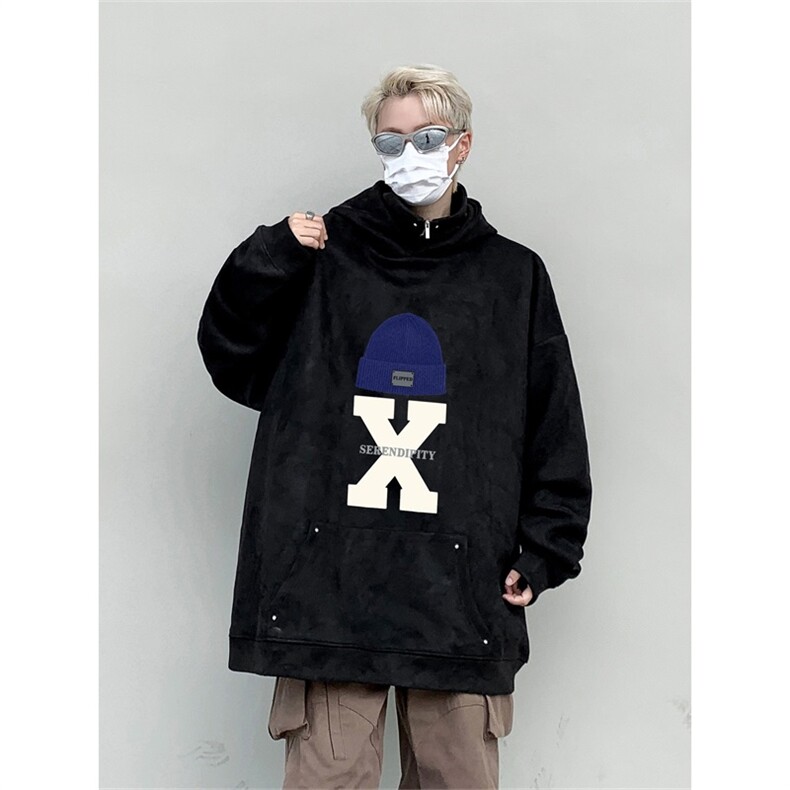 电商DSA028-LPMT23Q03P50新款潮流鹿皮绒连帽卫衣男限78,男装卫衣,电商A028
