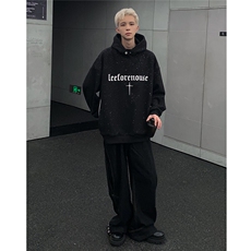 满天星连帽卫衣男2024春秋新款重磅拼接刺绣印花帽衫外套W92-P68，男装卫衣，电商C307