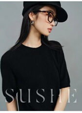 2025新款百搭时尚复古圆领打底上衣，女装T恤，半城羊绒