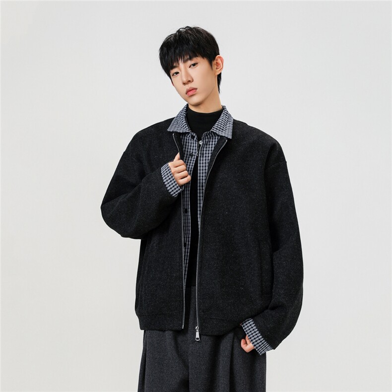 514-903-P78呢料夹克外套假两件灰控128,男装夹克,星座514