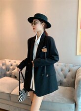 【现货】休闲韩版气质黑金纺外套，其它，水锦红